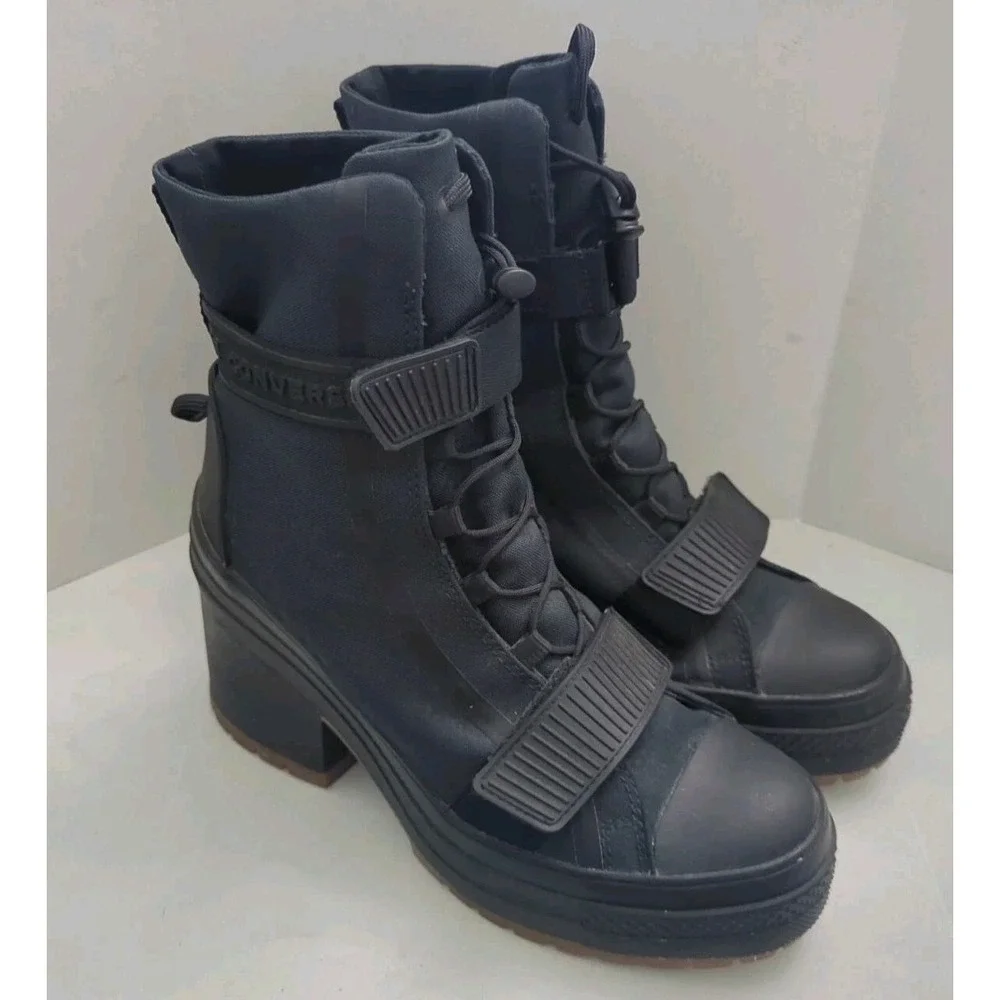 Converse Black Lace Up Boots - Picture 2 of 14